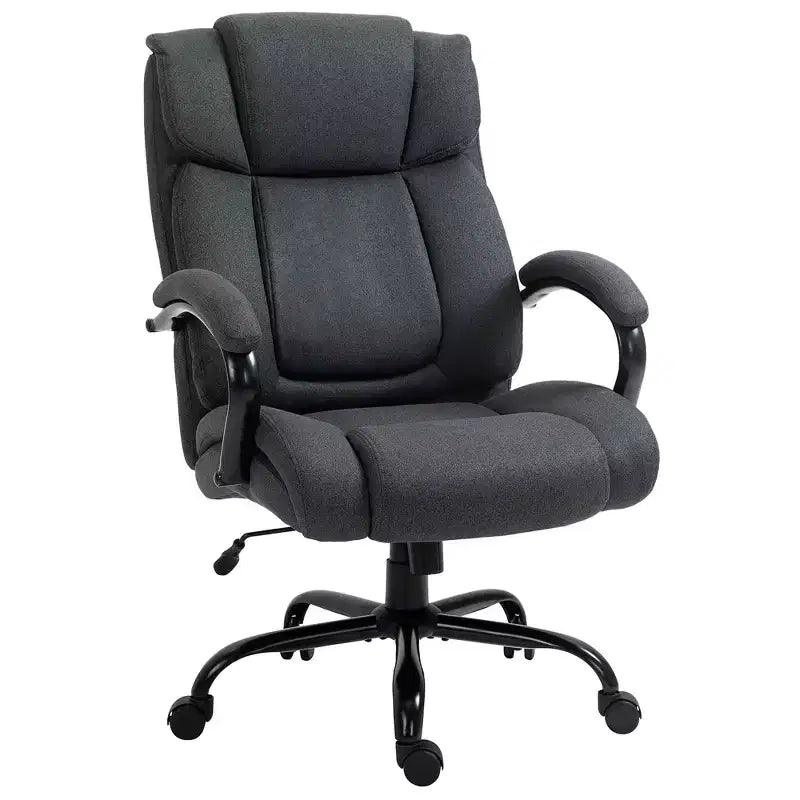 Fauteuil de bureau exécutif Vinsetto dossier haut, grande taille et robuste 220 kg avec siège large, chaise de bureau d'ordinateur en tissu de lin avec roulettes pivotantes