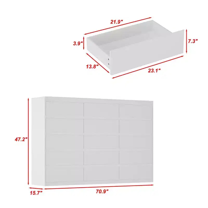 Commode multifonctionnelle blanche Famapy avec 15 tiroirs de rangement Commode horizontale