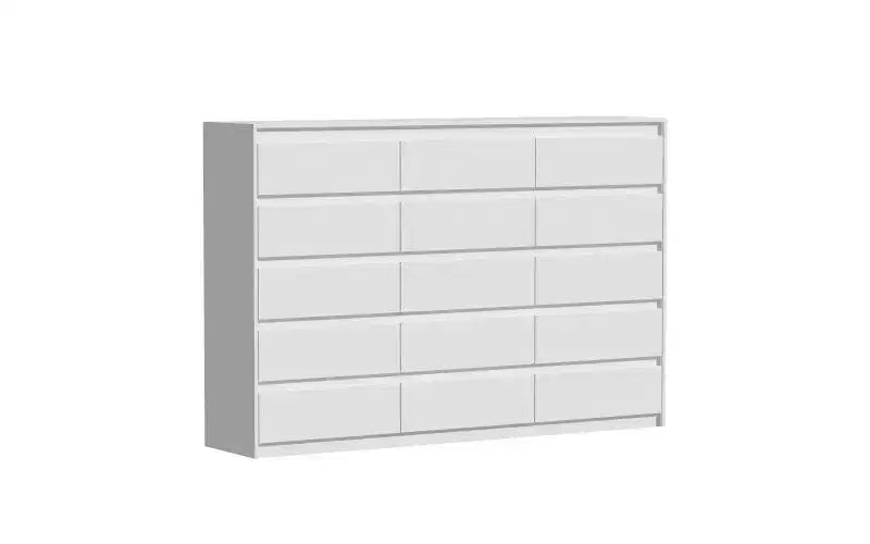 Commode multifonctionnelle blanche Famapy avec 15 tiroirs de rangement Commode horizontale