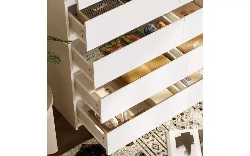 Commode multifonctionnelle blanche Famapy avec 15 tiroirs de rangement Commode horizontale