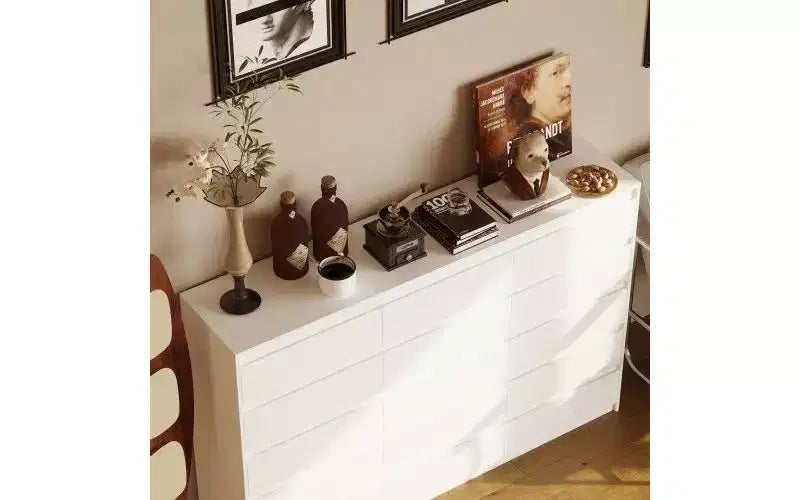 Commode multifonctionnelle blanche Famapy avec 15 tiroirs de rangement Commode horizontale