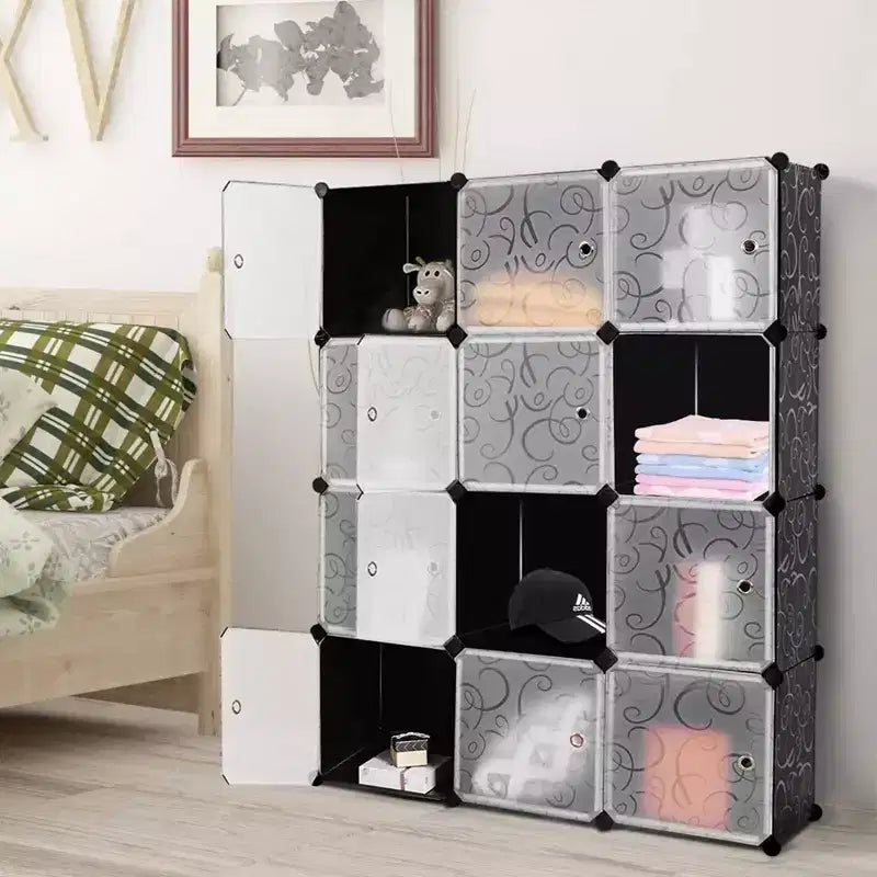 Organisateur de rangement 12 cubes, penderie portable avec design DIY configurable