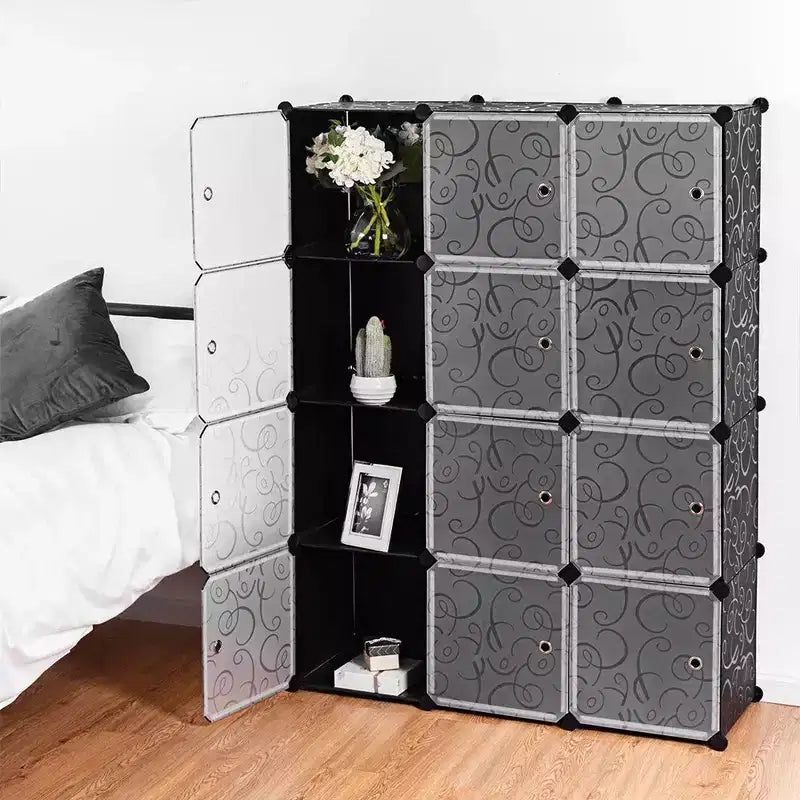 Organisateur de rangement 12 cubes, penderie portable avec design DIY configurable