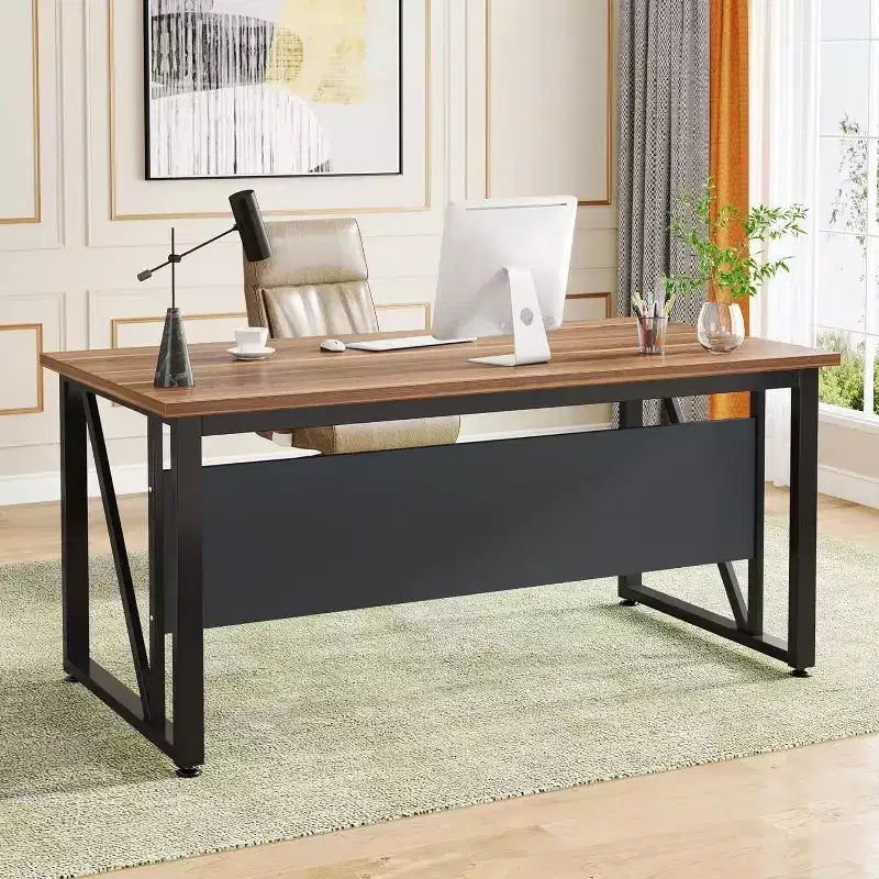 Bureau informatique de direction en L Lantine avec classeur latéral