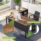 Bureau informatique de direction en L Lantine avec classeur latéral