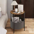 Lot de 2 tables d'appoint rondes avec panier en tissu amovible Tables d'appoint industrielles