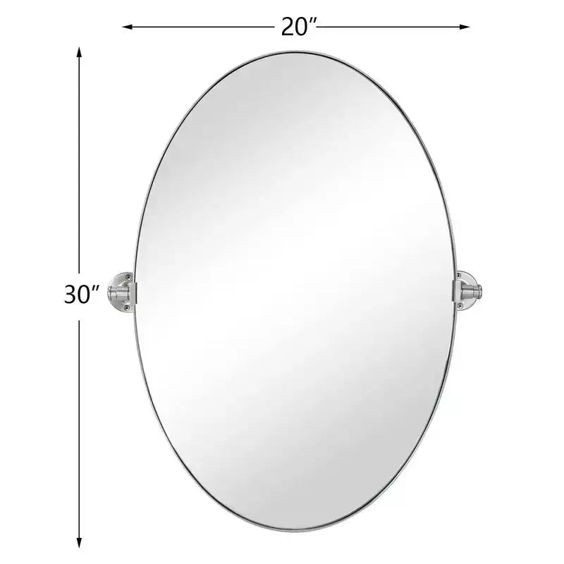 Miroir de courtoisie ovale à cadre métallique pivotant TEHOME Aura à fixer au mur pour salle de bain
