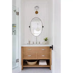 Miroir de courtoisie ovale à cadre métallique pivotant TEHOME Aura à fixer au mur pour salle de bain