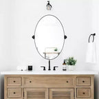 Miroir de courtoisie ovale à cadre métallique pivotant TEHOME Aura à fixer au mur pour salle de bain