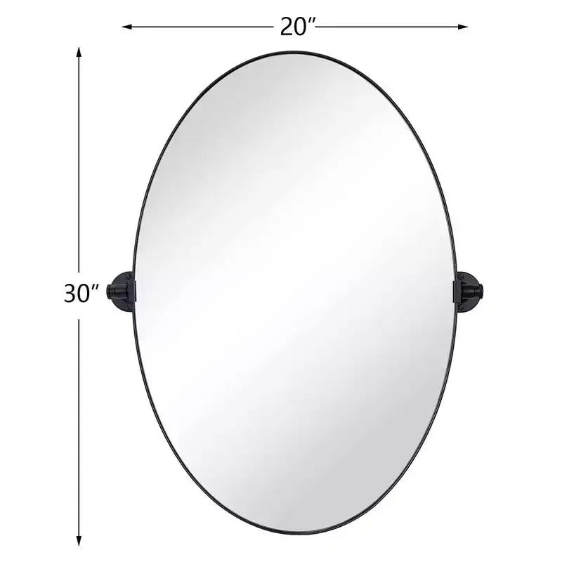 Miroir de courtoisie ovale à cadre métallique pivotant TEHOME Aura à fixer au mur pour salle de bain