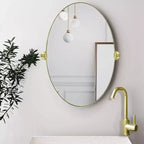 Miroir de courtoisie ovale à cadre métallique pivotant TEHOME Aura à fixer au mur pour salle de bain