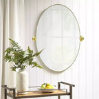Miroir de courtoisie ovale à cadre métallique pivotant TEHOME Aura à fixer au mur pour salle de bain