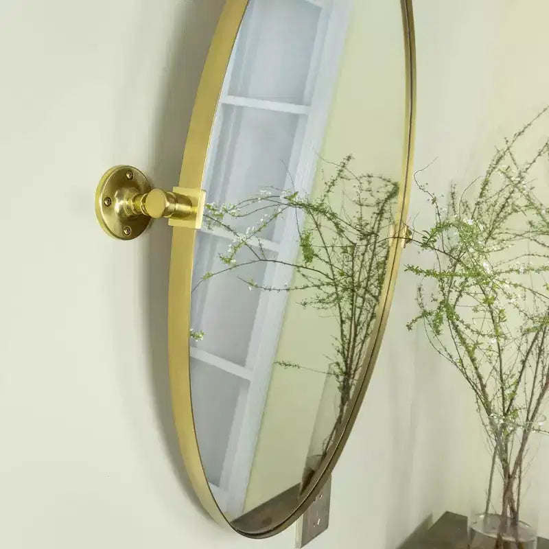 Miroir de courtoisie ovale à cadre métallique pivotant TEHOME Aura à fixer au mur pour salle de bain