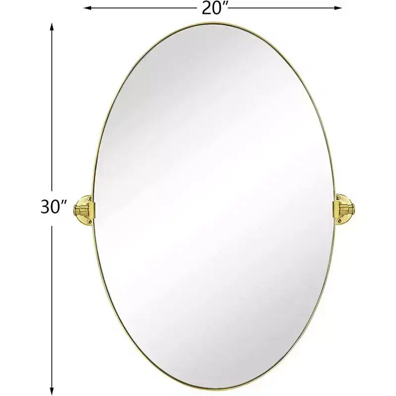 Miroir de courtoisie ovale à cadre métallique pivotant TEHOME Aura à fixer au mur pour salle de bain
