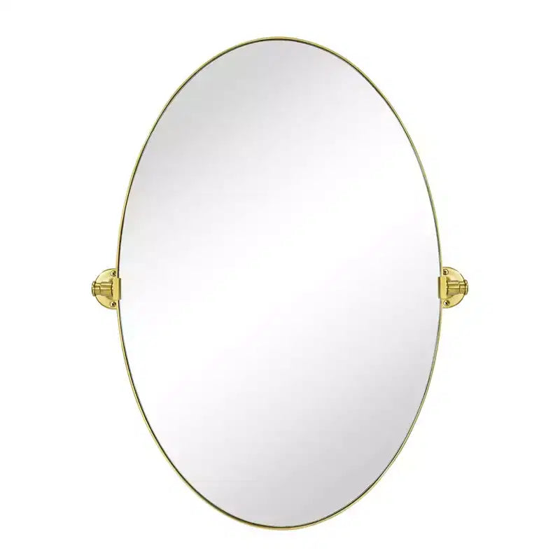 Miroir de courtoisie ovale à cadre métallique pivotant TEHOME Aura à fixer au mur pour salle de bain