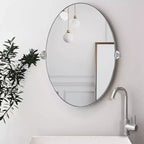 Miroir de courtoisie ovale à cadre métallique pivotant TEHOME Aura à fixer au mur pour salle de bain