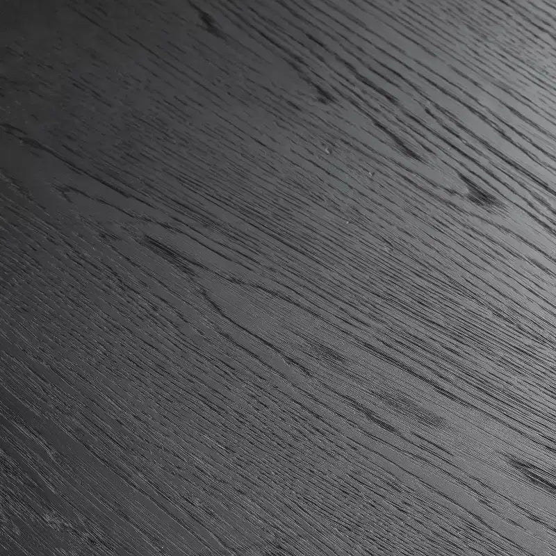 Table à manger ronde Dovelina noire, en bois artificiel, personnalisée avec un piètement design