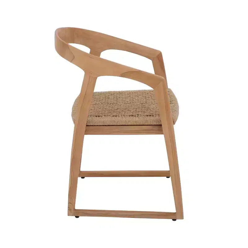 Chaise de salle à manger intérieure/extérieure Nordic Teak naturelle – Beige