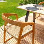 Chaise de salle à manger intérieure/extérieure Nordic Teak naturelle – Beige