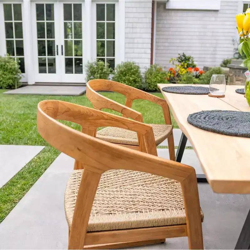 Chaise de salle à manger intérieure/extérieure Nordic Teak naturelle – Beige