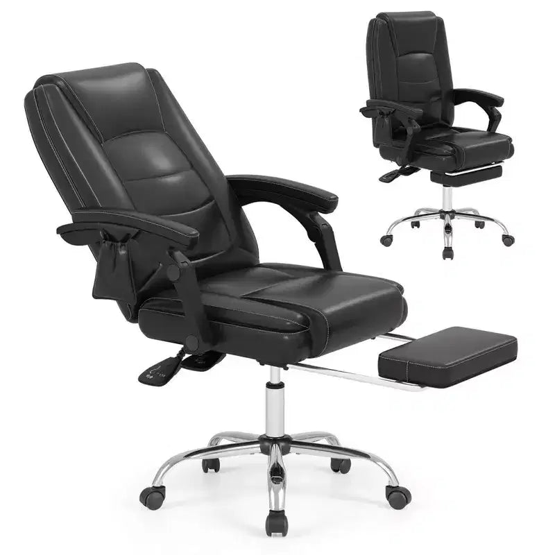 Costway Fauteuil de massage de direction réglable, capacité 180 kg, grande taille, chaise de bureau noire