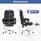 Costway Fauteuil de massage de direction réglable, capacité 180 kg, grande taille, chaise de bureau noire
