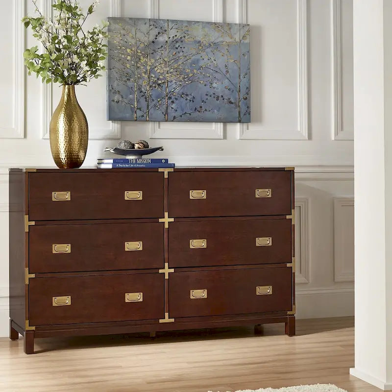Commode 6 tiroirs à accents dorés Kedric par iNSPIRE Q Bold