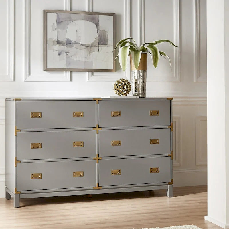 Commode 6 tiroirs à accents dorés Kedric par iNSPIRE Q Bold