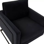 Fauteuil d'appoint LeisureMod Lincoln en velours, cadre en acier noir