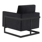 Fauteuil d'appoint LeisureMod Lincoln en velours, cadre en acier noir