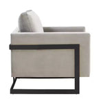 Fauteuil d'appoint LeisureMod Lincoln en velours, cadre en acier noir