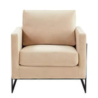 Fauteuil d'appoint LeisureMod Lincoln en velours, cadre en acier noir