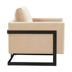 Fauteuil d'appoint LeisureMod Lincoln en velours, cadre en acier noir