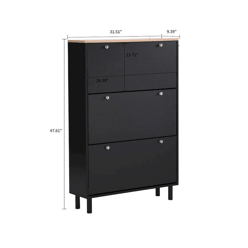 Meuble de rangement pour chaussures minimaliste avec plateau à finition grain de bois