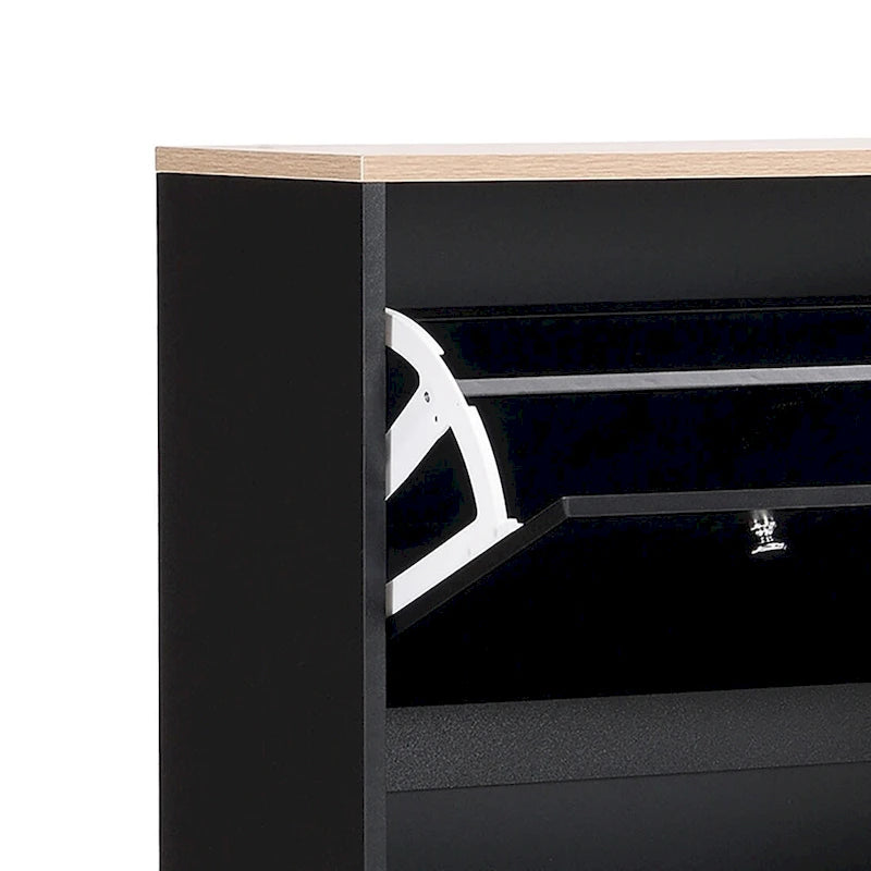 Meuble de rangement pour chaussures minimaliste avec plateau à finition grain de bois