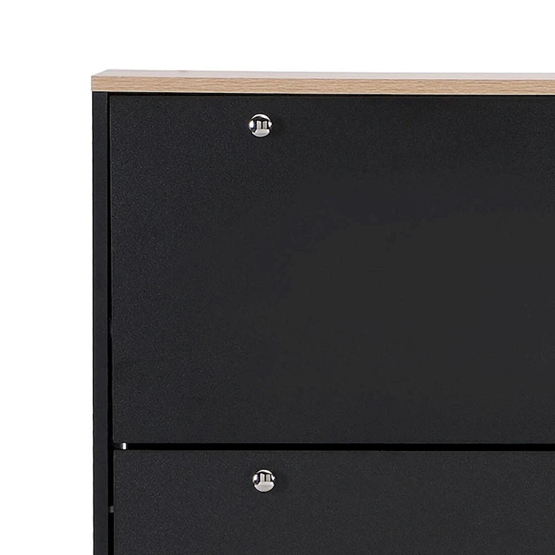 Meuble de rangement pour chaussures minimaliste avec plateau à finition grain de bois
