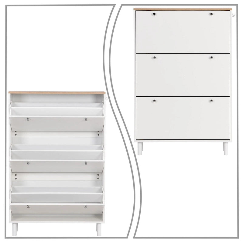 Meuble de rangement pour chaussures minimaliste avec plateau à finition grain de bois