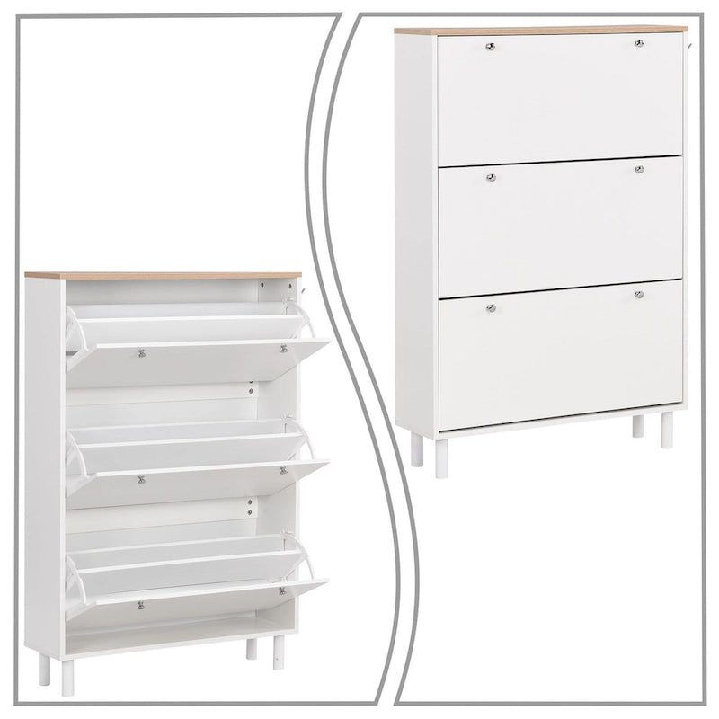 Meuble de rangement pour chaussures minimaliste avec plateau à finition grain de bois