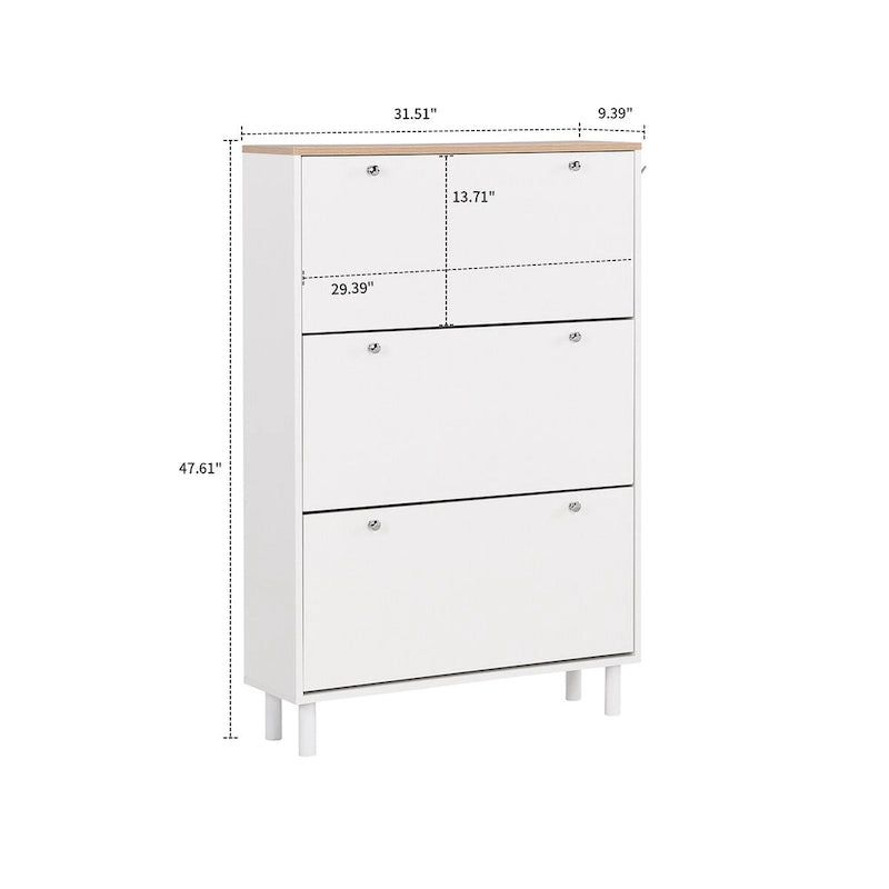 Meuble de rangement pour chaussures minimaliste avec plateau à finition grain de bois