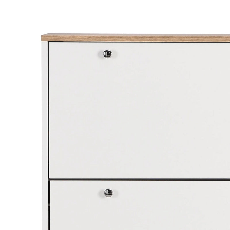 Meuble de rangement pour chaussures minimaliste avec plateau à finition grain de bois