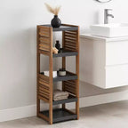 Evideco French Home Goods Bath Linen Storage Floor Shelf Elements Acacia - Gray Wood