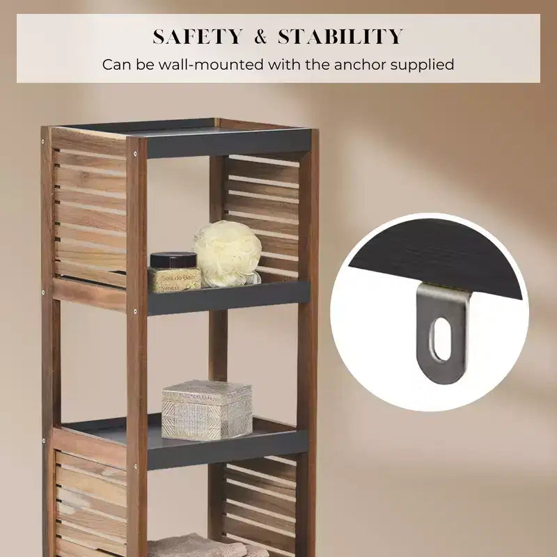 Evideco Articles de maison français Linge de bain Rangement Étagère sur pied Éléments en acacia - Bois gris