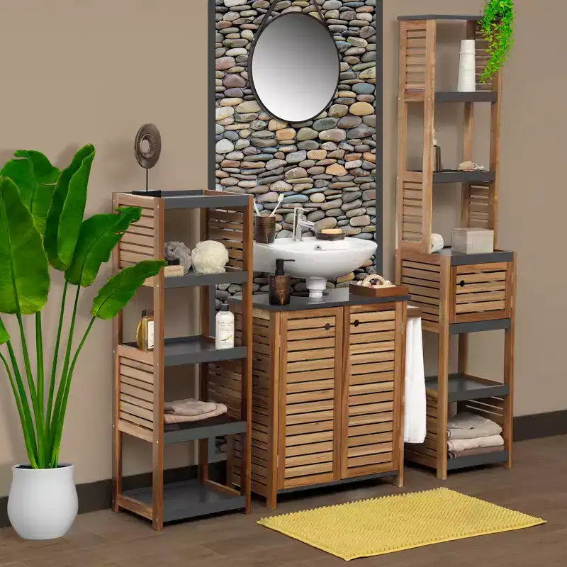 Evideco Articles de maison français Linge de bain Rangement Étagère sur pied Éléments en acacia - Bois gris