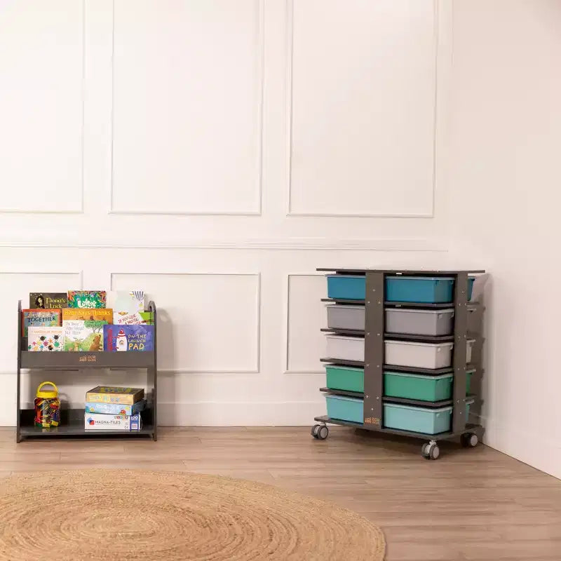 Tour de rangement mobile à 20 compartiments ECR4Kids et 20 bacs de rangement, 5x4, Meubles pour enfants