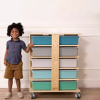 Tour de rangement mobile à 20 compartiments ECR4Kids et 20 bacs de rangement, 5x4, Meubles pour enfants