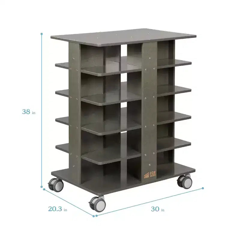 Tour de rangement mobile à 20 compartiments ECR4Kids et 20 bacs de rangement, 5x4, Meubles pour enfants