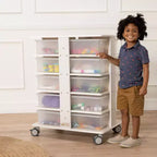 Tour de rangement mobile à 20 compartiments ECR4Kids et 20 bacs de rangement, 5x4, Meubles pour enfants