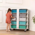 Tour de rangement mobile à 20 compartiments ECR4Kids et 20 bacs de rangement, 5x4, Meubles pour enfants