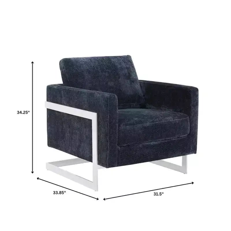 Fauteuil d'appoint en bouclé LeisureMod, canapé une place rembourré avec base en acier inoxydable