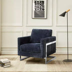 Fauteuil d'appoint en bouclé LeisureMod, canapé une place rembourré avec base en acier inoxydable